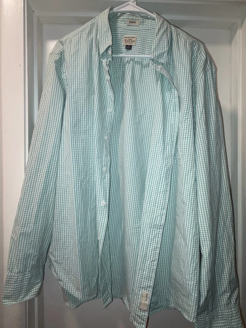 J. Crew Men’s Light Mint Gingham Button-Up Shirt